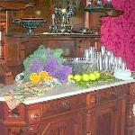 punch station on antique marble topped furniture 
