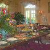 Main food table in the dining room at Louisiana Governor's Mansion 