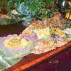 Main food table in the dining room at Louisiana Governor's Mansion 
